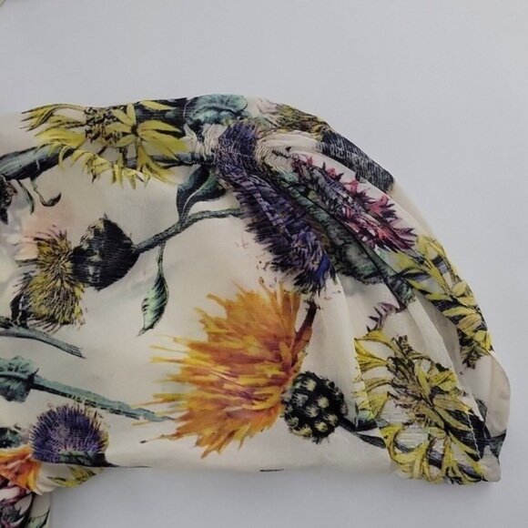 Tolani Floral Boho Tunic Top Womens Size Small Tassel Tie V Neck Sheer India - Picture 12 of 12